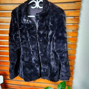 ROCKMANS winter black faux fur coat size 20